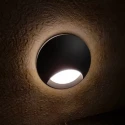 Чёрный круглый влагозащищённый светильник для лестницы