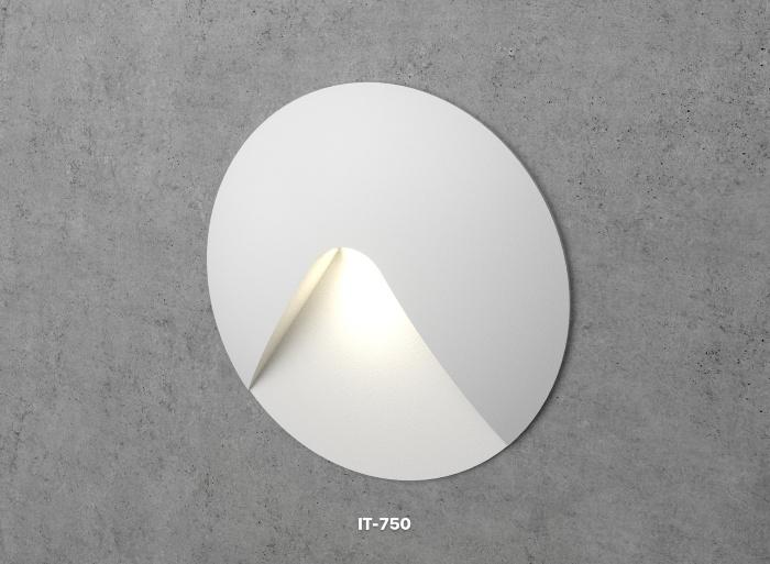 Белый круглый встраиваемый светильник для лестницы Integrator Stairs Light IT-750-White