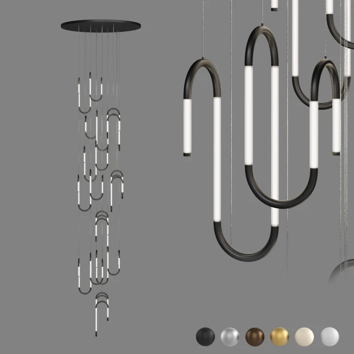 Большая люстра с витиеватыми подвесами IT-Lightbend