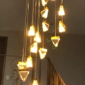 Светодиодная подвесная длинная люстра для лестницы